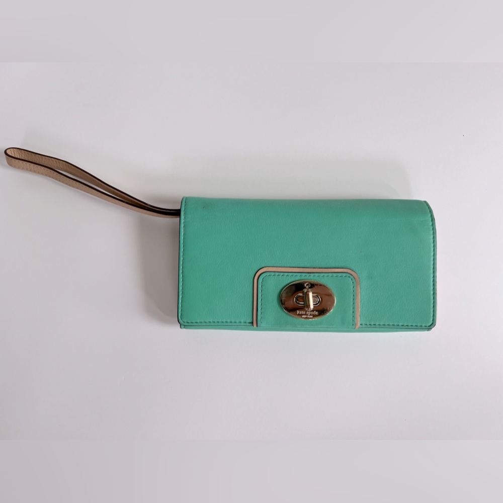 KATE SPADE wristlet Wallet Tiffany blue leather
